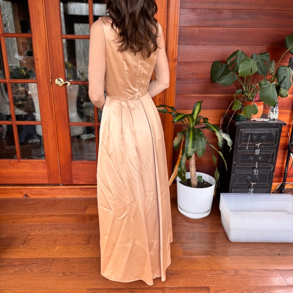 Vintage sleeveless boat neck champagne Party Dress w overskirt  50’s - Picture 8 of 16